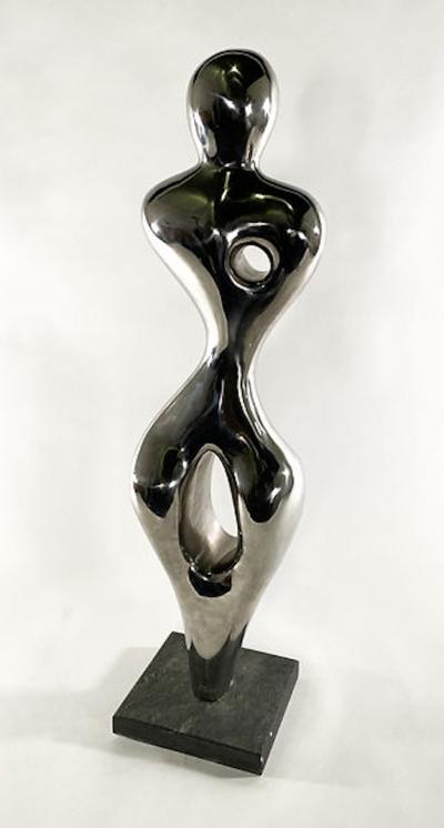  EVELYNE BRADER FRANK Angel Swiss Modern Stainless Steel On Marble Sculpture Evelyne Brader Frank