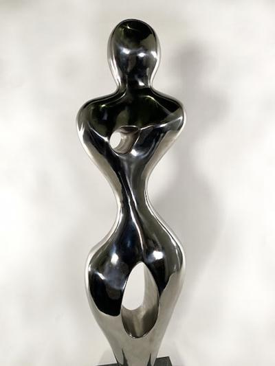  EVELYNE BRADER FRANK Angel Swiss Modern Stainless Steel On Marble Sculpture Evelyne Brader Frank