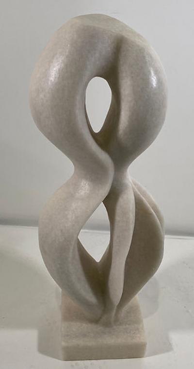  EVELYNE BRADER FRANK Joel Swiss Modern White Marble Abstract Sculpture Evelyne Brader Frank