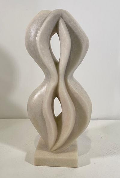  EVELYNE BRADER FRANK LUCIE Swiss Modern White Marble Abstract Sculpture Evelyne Brader Frank