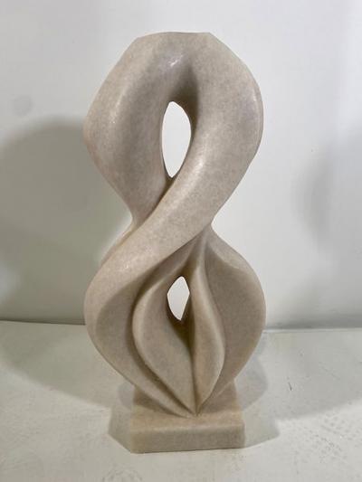  EVELYNE BRADER FRANK LUCIE Swiss Modern White Marble Abstract Sculpture Evelyne Brader Frank