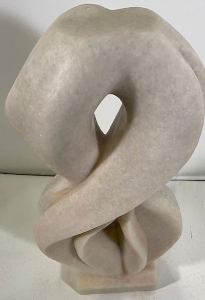  EVELYNE BRADER FRANK LUCIE Swiss Modern White Marble Abstract Sculpture Evelyne Brader Frank