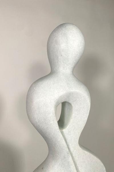  EVELYNE BRADER FRANK Lily Swiss Modern White Marble Abstract Sculpture Evelyne Brader Frank