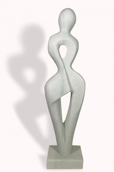  EVELYNE BRADER FRANK Lily Swiss Modern White Marble Abstract Sculpture Evelyne Brader Frank