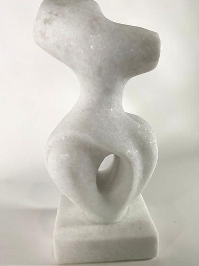  EVELYNE BRADER FRANK Melanie Swiss Modern White Marble Abstract Sculpture Evelyne Brader Frank