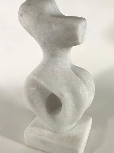  EVELYNE BRADER FRANK Melanie Swiss Modern White Marble Abstract Sculpture Evelyne Brader Frank