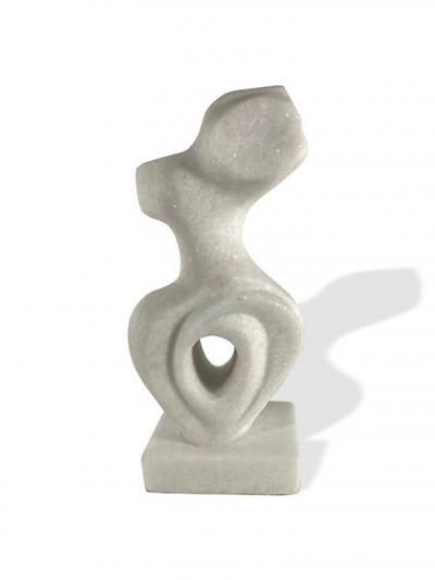  EVELYNE BRADER FRANK Melanie Swiss Modern White Marble Abstract Sculpture Evelyne Brader Frank