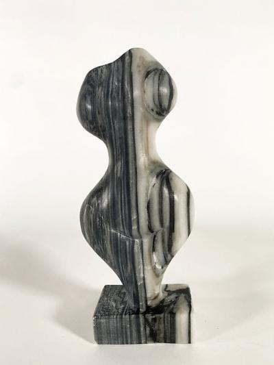  EVELYNE BRADER FRANK Mini 89 Swiss Modern Zebra Marble Abstract Sculpture Evelyne Brader Frank