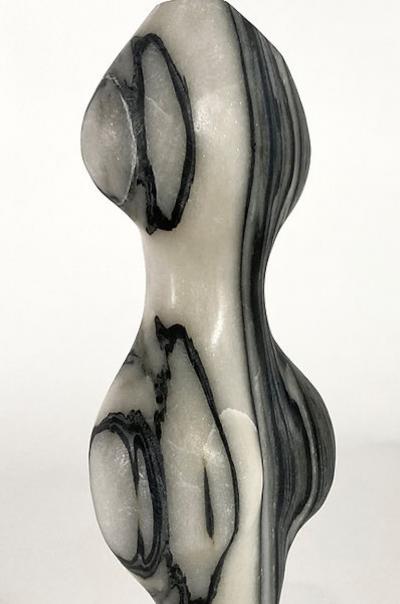  EVELYNE BRADER FRANK Mini 89 Swiss Modern Zebra Marble Abstract Sculpture Evelyne Brader Frank