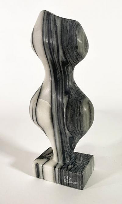  EVELYNE BRADER FRANK Mini 89 Swiss Modern Zebra Marble Abstract Sculpture Evelyne Brader Frank
