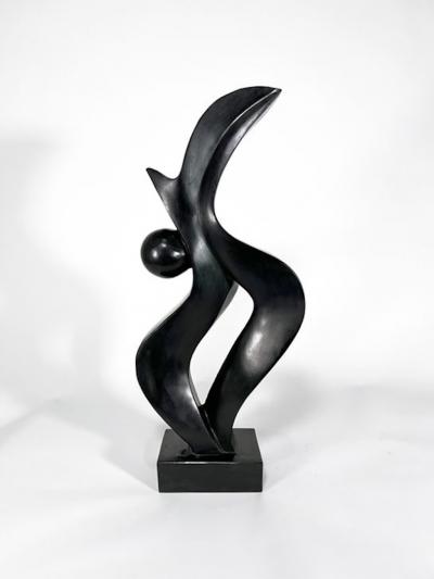  EVELYNE BRADER FRANK Swiss Modern Black Basalt Abstract Sculpture Evelyne Brader Frank Angoona 