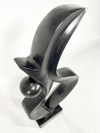  EVELYNE BRADER FRANK Swiss Modern Black Basalt Abstract Sculpture Evelyne Brader Frank Angoona 