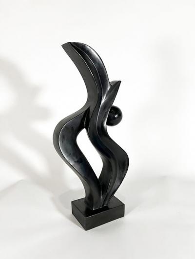  EVELYNE BRADER FRANK Swiss Modern Black Basalt Abstract Sculpture Evelyne Brader Frank Angoona 
