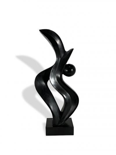  EVELYNE BRADER FRANK Swiss Modern Black Basalt Abstract Sculpture Evelyne Brader Frank Angoona 