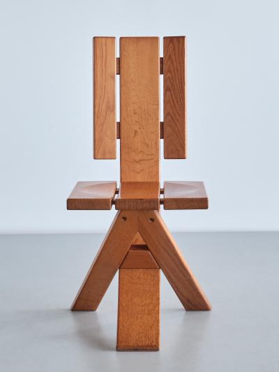  Eb nisterie Seltz Sculptural Set of Four Eb nisterie Seltz Dining Chairs in Oak France 1970s