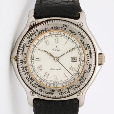  Ebel Ebel Voyager Automatic Wrist Watch in Stainless Steel Black Leather Band