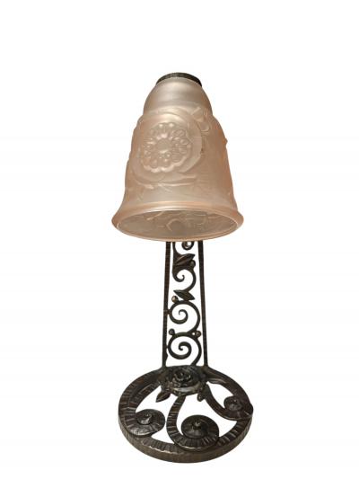  Edgar Brandt 1930s Wrought iron table lamp attributed to Edgar Brandt