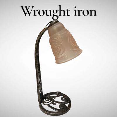  Edgar Brandt 1930s Wrought iron table lamp attributed to Edgar Brandt