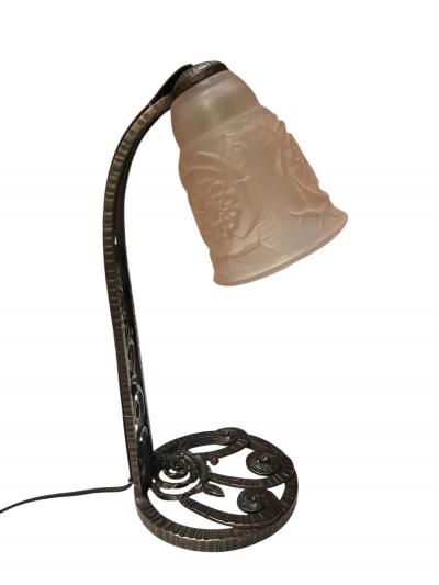  Edgar Brandt 1930s Wrought iron table lamp attributed to Edgar Brandt