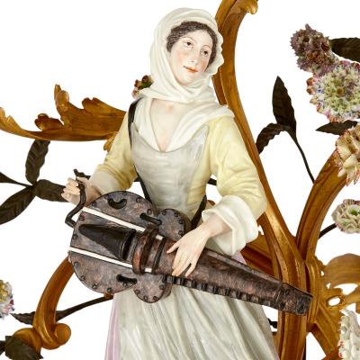  Edme Samson et Cie A pair of large Louis XV style gilt bronze and Samson porcelain candelabra