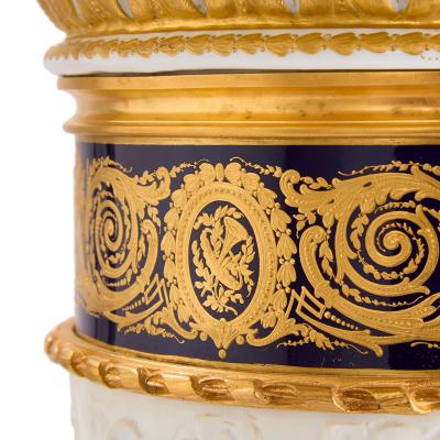  Edme Samson et Cie Antique French pair of ormolu mounted bisque porcelain pedestals