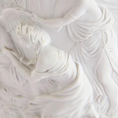  Edme Samson et Cie Antique French pair of ormolu mounted bisque porcelain pedestals