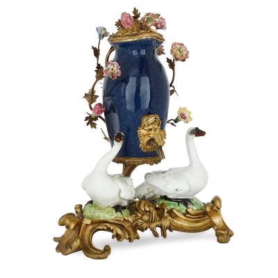  Edme Samson et Cie Meissen style porcelain and gilt bronze table fountain by Samson