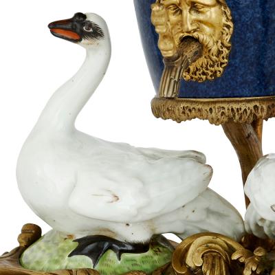  Edme Samson et Cie Meissen style porcelain and gilt bronze table fountain by Samson