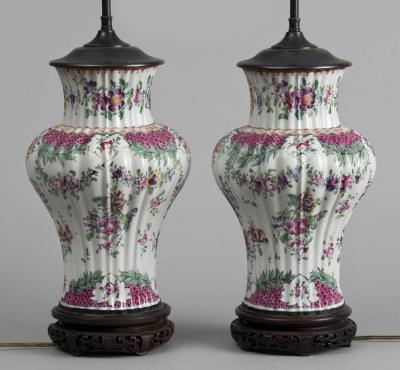  Edme Samson et Cie Pair of Samson Vases Lamped Circa 1880
