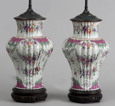  Edme Samson et Cie Pair of Samson Vases Lamped Circa 1880