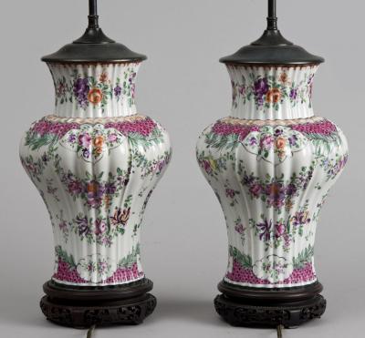  Edme Samson et Cie Pair of Samson Vases Lamped Circa 1880