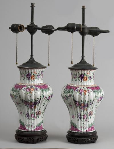  Edme Samson et Cie Pair of Samson Vases Lamped Circa 1880