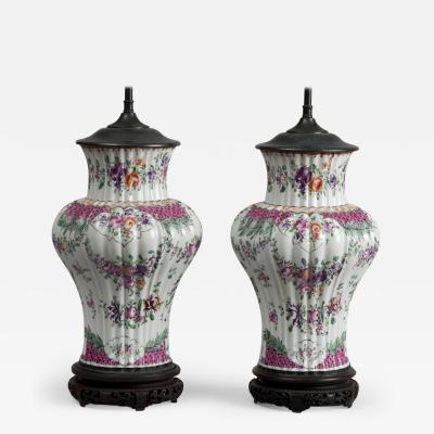  Edme Samson et Cie Pair of Samson Vases Lamped Circa 1880