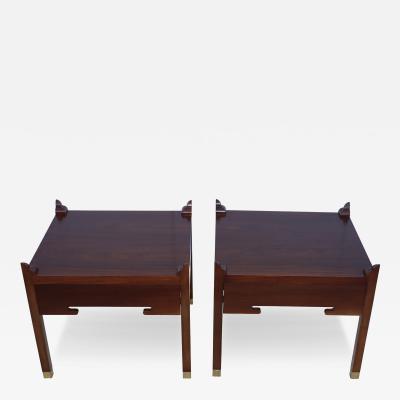 Edmond J Spence Edmond J Spence Single Drawer Walnut End Tables
