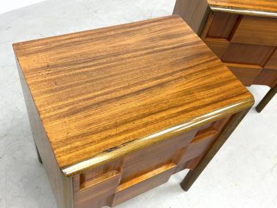  Edmond J Spence Rare Pair Edmond Spence Checkerboard Walnut Nightstands End Tables 1950s Sweden