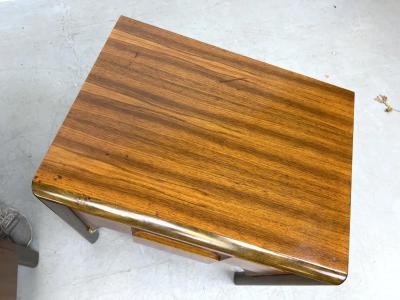  Edmond J Spence Rare Pair Edmond Spence Checkerboard Walnut Nightstands End Tables 1950s Sweden