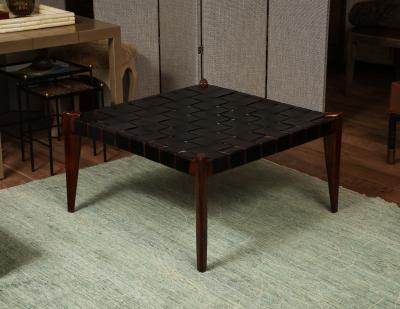  Edmond J Spence Rosewood Leather Ottoman