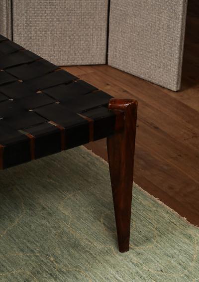  Edmond J Spence Rosewood Leather Ottoman