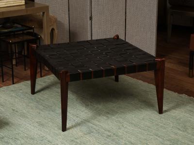  Edmond J Spence Rosewood Leather Ottoman