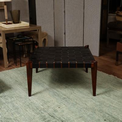  Edmond J Spence Rosewood Leather Ottoman