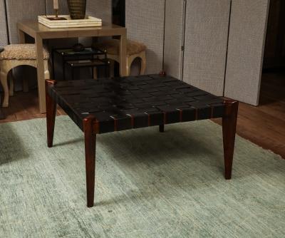 Edmond J Spence Rosewood Leather Ottoman