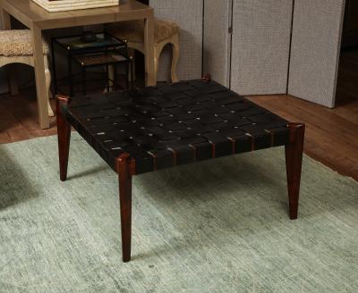  Edmond J Spence Rosewood Leather Ottoman