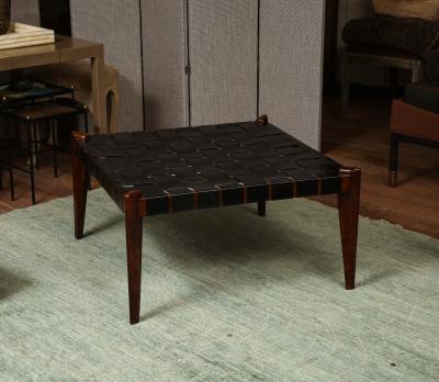  Edmond J Spence Rosewood Leather Ottoman