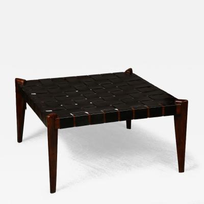  Edmond J Spence Rosewood Leather Ottoman