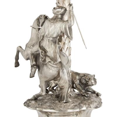  Edward Barnard Sons English silver Orientalist and equestrian centrepiece by Edward Barnard Sons