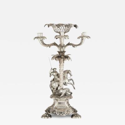  Edward Barnard Sons English silver Orientalist and equestrian centrepiece by Edward Barnard Sons