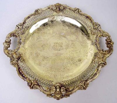  Edward F Caldwell Co Caldwell Lighting Fancy American Victorian Classical Gilt Sterling Silver Cake Plate
