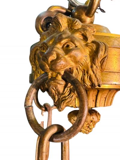  Edward F Caldwell Co Caldwell Lighting MAGNIFICIENT ANTIQUE DORE BRONZE CHERUB AND LION HEAD CHANDELIER