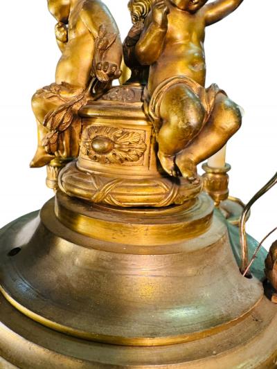  Edward F Caldwell Co Caldwell Lighting MAGNIFICIENT ANTIQUE DORE BRONZE CHERUB AND LION HEAD CHANDELIER