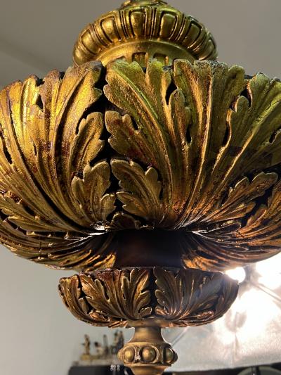  Edward F Caldwell Co Caldwell Lighting MAGNIFICIENT PAIR OF 19TH CENTURY GILT CARVED WOOD CHANDELIERS BY E F CALDWELL